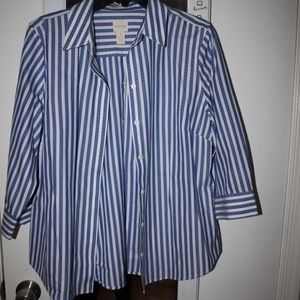 White and Blue Stripped Button Up Shirt
